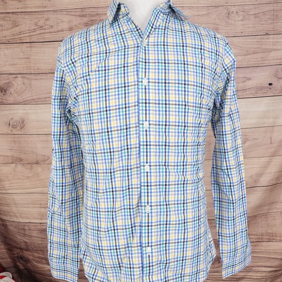 VAN HEUSEN ORIGINALS SLIM FIT GINGHAM CHECK BUTTON UP SHIRT M 15-15.5 - Picture 3 of 7